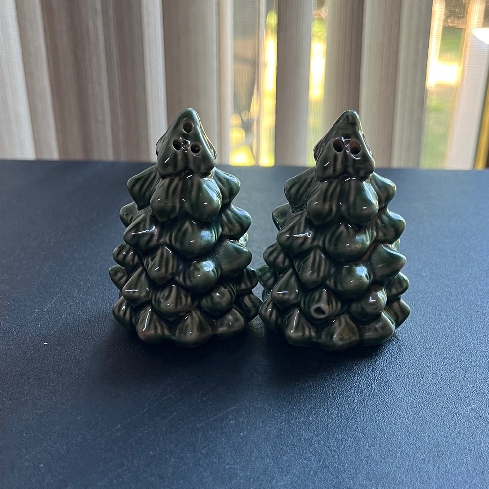 Green Ceramic Christmas Tree Salt and Pepper Shakers